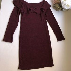 Burgundy long sleeve Dress size L